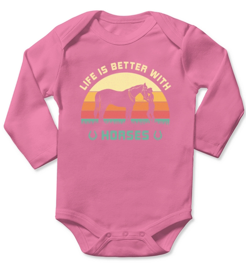 Life is better with horses Riding stable horseback Long Sleeve Baby One-Piece
