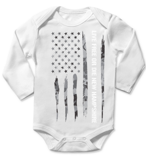 Live Free Or Die New Hampshire Long Sleeve Baby One-Piece