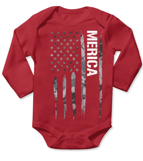Merica - American Flag Long Sleeve Baby One-Piece