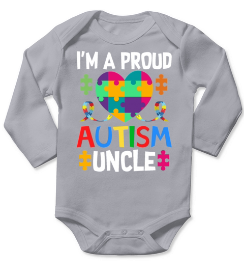Proud Uncle Autism Awareness Family Matching Long Sleeve Baby One-Piece