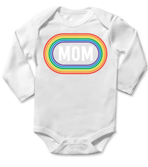 Retro Pride Mom Shirt Proud Mother Rainbow LGBT Long Sleeve Baby One-Piece