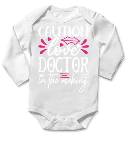 Sweet Valentines Day Caution Love Doctor in the Ma Long Sleeve Baby One-Piece