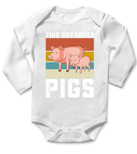 This Boy Loves Pigs Long Sleeve Baby One-Piece