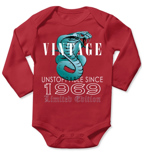 Vintage 1969 Cobra 54 Years Limited Edition Long Sleeve Baby One-Piece