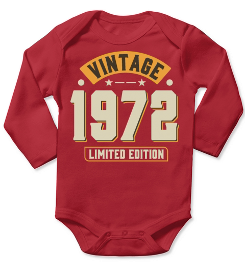Vintage 1972 50th Birthday Fiftieth Gift Long Sleeve Baby One-Piece