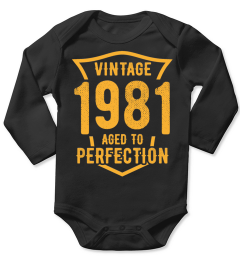 Vintage 1981 Aged To Perfection 42nd Birthday Long Sleeve Baby One-Piece