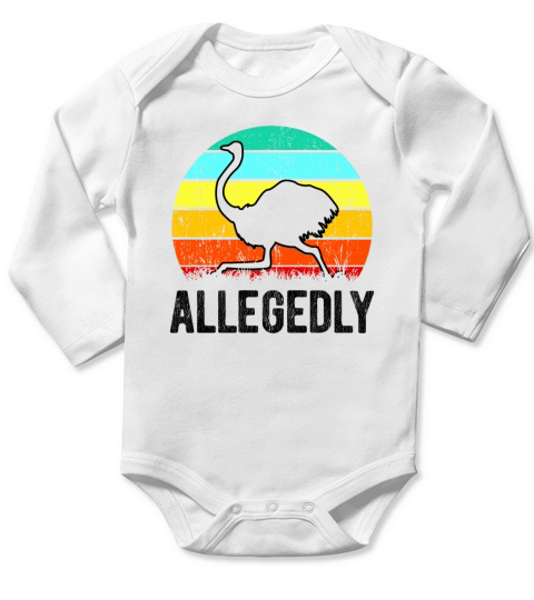 Vintage Allegedly Ostrich Retro Ostrich Lover Long Sleeve Baby One-Piece