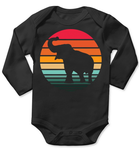 Vintage Elephant Long Sleeve Baby One-Piece