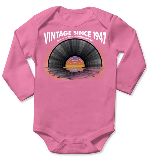 Vintage since 1947 Retro Disco Music Vintage Long Sleeve Baby One-Piece