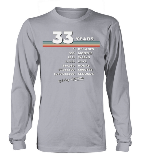 33rd Birthday Vintage 33 Years Old Retro 396 Long sleeved Unisex