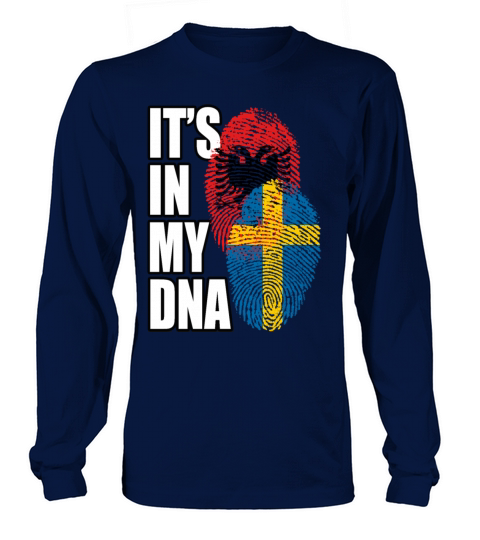 Albanian And Swedish Mix Heritage DNA Flag Long sleeved Unisex