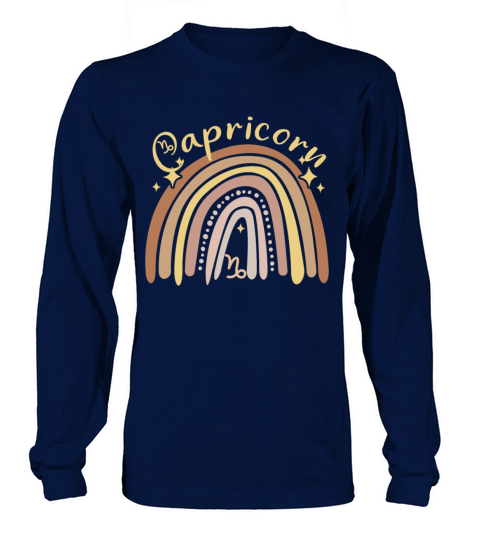 Capricorn Zodiac Bohemian Boho Rainbow 70s Vintage Long sleeved Unisex