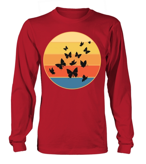 Cute Butterfly Retro Sunset Vintage Animal Insect Long sleeved Unisex