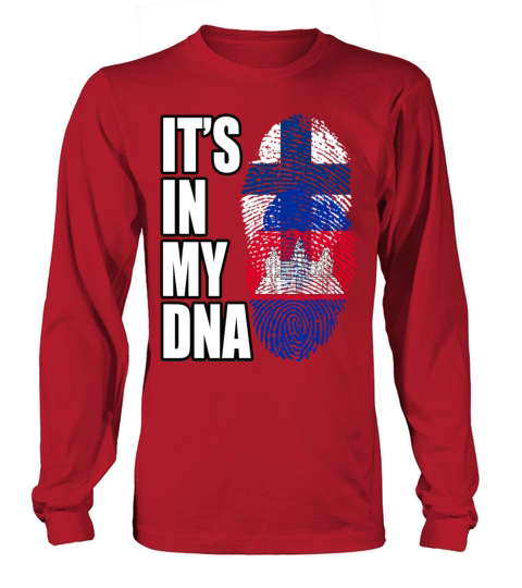 Finland And Cambodian Mix Heritage DNA Flag Long sleeved Unisex