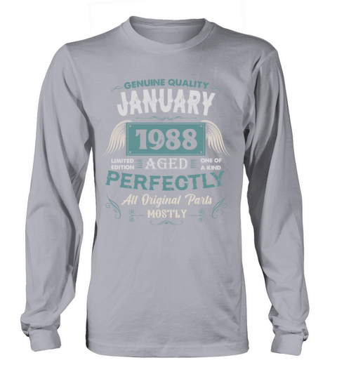 January 1988 Vintage Birthday Present Long sleeved Unisex