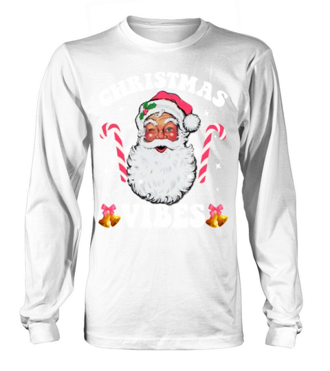Merry Christmas Retro Vintage Pink Santa Claus Christmas Vibes Long sleeved Unisex