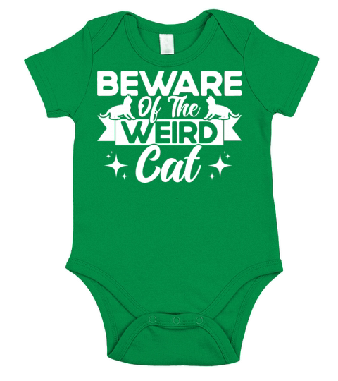 Beware Of The Weird Cat Kitten Quotes Cat Lover Gi Short Sleeve Baby One-Piece