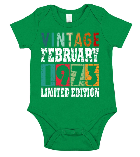 Born 1973 February 50th Birthday Gift Short Sleeve Baby One-Piece