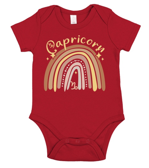 Capricorn Zodiac Bohemian Boho Rainbow 70s Vintage Short Sleeve Baby One-Piece