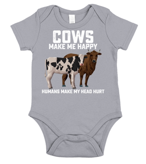 Cows Make Me Happy Humans Make My Head Hurt Short Sleeve Baby One-Piece
