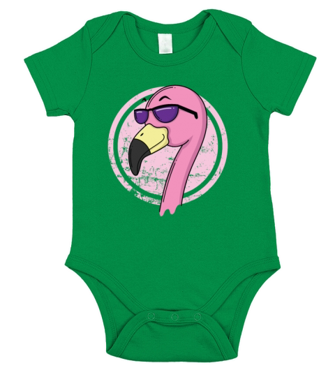 Flamingo with sunglasses Short Sleeve Baby One-Piece