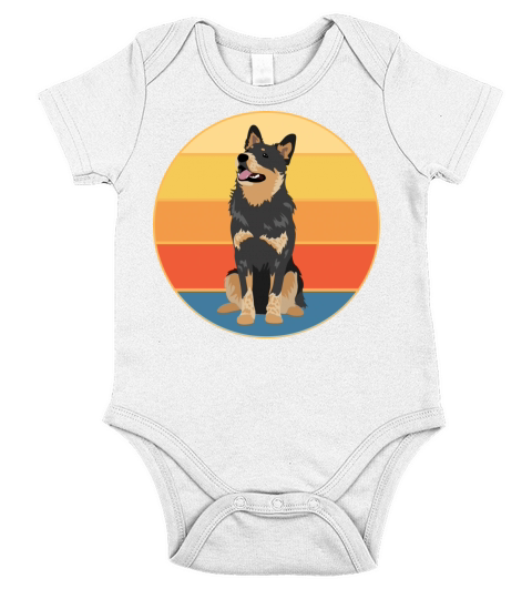 German Shepherd Dog Breed Vintage Retro Sunset Short Sleeve Baby One-Piece