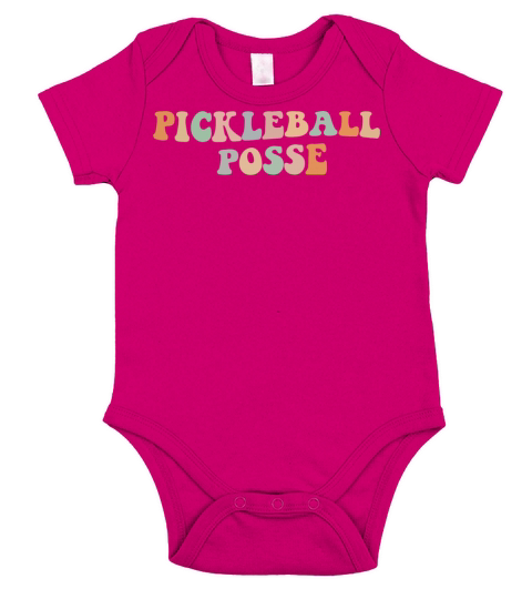 Groovy Pickleball Posse Funny Pickleball Short Sleeve Baby One-Piece