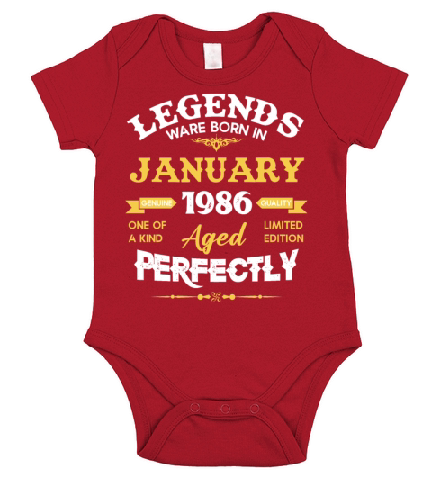 January 1986 Vintage Birthday Present Short Sleeve Baby One-Piece