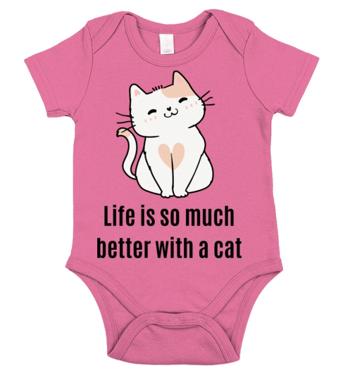 Life is so much better with a cat Short Sleeve Baby One-Piece