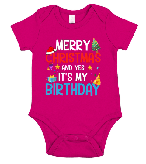 Merry Christmas And Yes Its My Birthday Short Sleeve Baby One-Piece