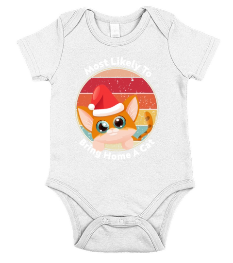 Most Likely To Bring Home A Cat Christmas Vintage Short Sleeve Baby One-Piece