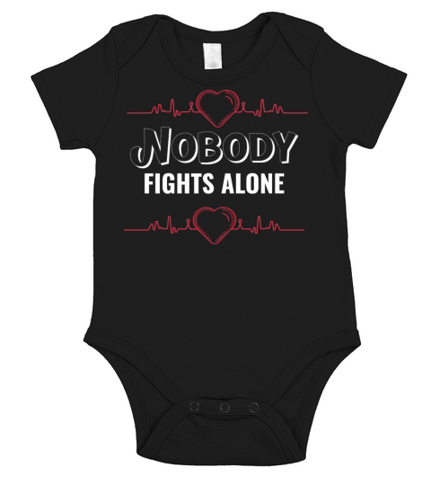 Nobody Fights Alone Heart Disease Gift Short Sleeve Baby One-Piece