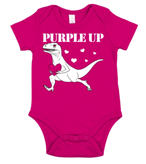 Purple Up Raptor Military Child Month Dinosaur Short Sleeve Baby One-Piece