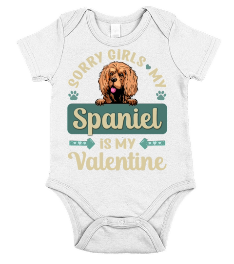 Sorry Girls My Spaniel Is My Valentine Short Sleeve Baby One-Piece