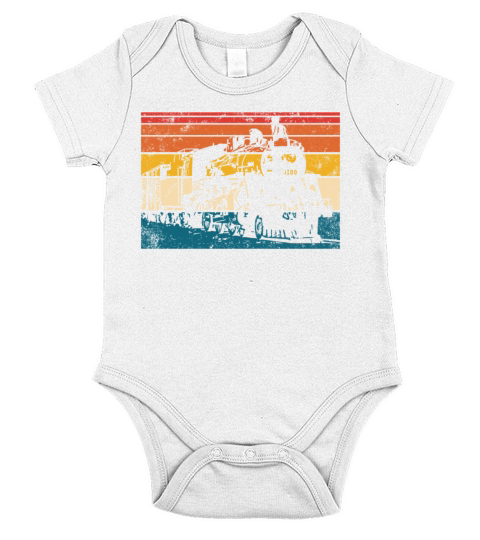 Train Engine Retro Train Conductor Vintage Train Short Sleeve Baby One-Piece