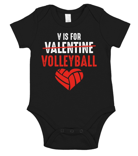 V is For Volleyball Funny Valentines Day Volleybal Short Sleeve Baby One-Piece