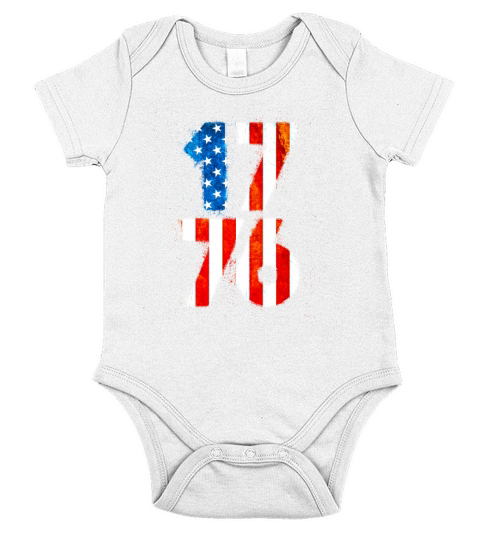 Vintage 1776 USA Flag 4th of July for American Short Sleeve Baby One-Piece