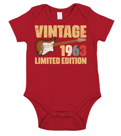 Vintage 1963 Limited Edition Guitar 59th Birthday Short Sleeve Baby One-Piece