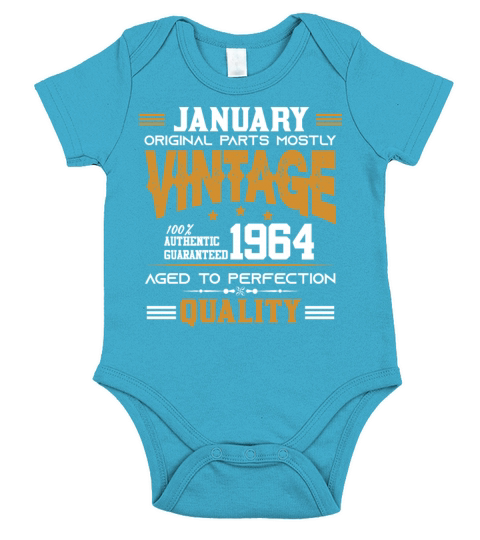 Vintage Aged To Perfection January 1964 Short Sleeve Baby One-Piece