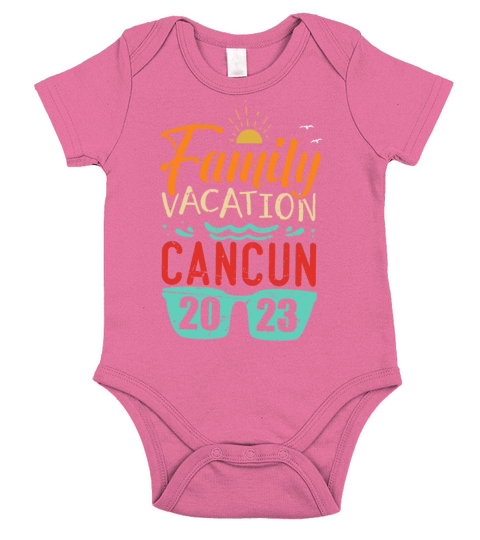 Vintage Cancun Vacation 2023 Matching Family Trip Short Sleeve Baby One-Piece