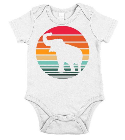 Vintage Elephant Short Sleeve Baby One-Piece