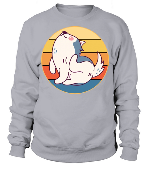 Funny Kawaii Cute Husky Dog Vintage Retro Sunset Sweatshirt Unisex