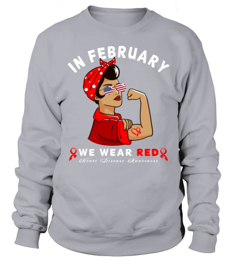 Wear Red Ribbon Heart Disease Awareness Sweatshirt Unisex