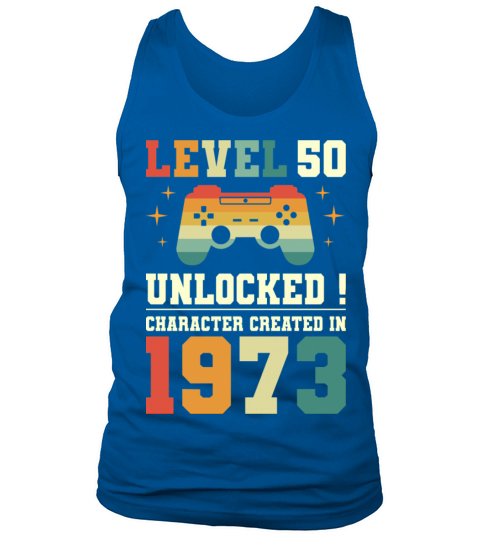 Geek Level 50 Unlocked 1973 50th Birthday Gamer Tank Top Unisex