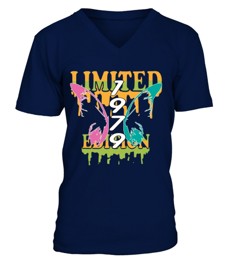 1979 Born Limited Edition Butterfly Gift V-Neck T-shirt