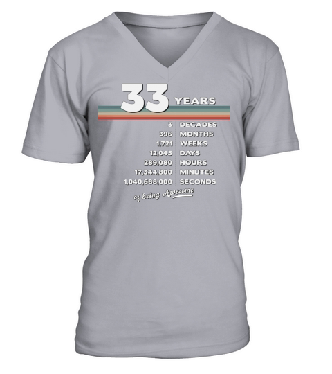 33rd Birthday Vintage 33 Years Old Retro 396 V-Neck T-shirt