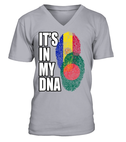 Andorran And Bangladeshi Mix Heritage DNA Flag V-Neck T-shirt