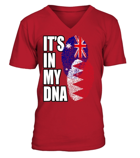 Bahraini And Australian Mix Heritage DNA Flag V-Neck T-shirt