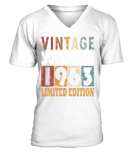 Birth Month november 1963 Vintage V-Neck T-shirt