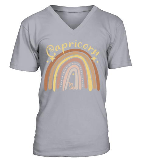 Capricorn Zodiac Bohemian Boho Rainbow 70s Vintage V-Neck T-shirt